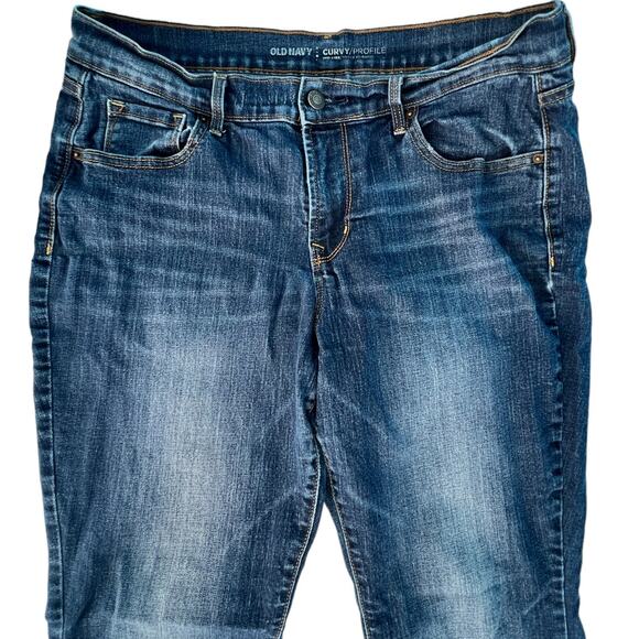 Old Navy Curvy Profile Bootcut Mid Rise Jeans Size 12 Short Blue Denim - Picture 3 of 12